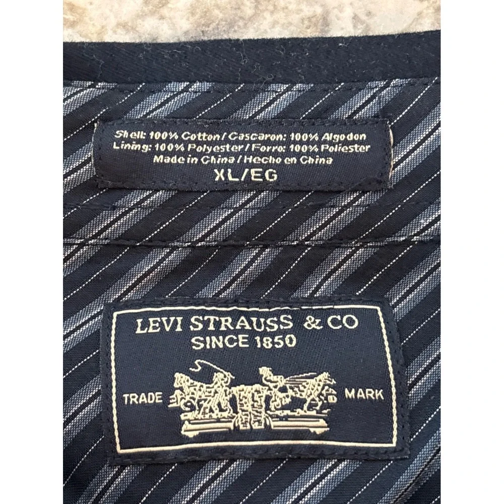 Levi‎ Strauss & Co. Navy Blue Button Down Shirt Jacket Flannel XLarge - Picture 7 of 7